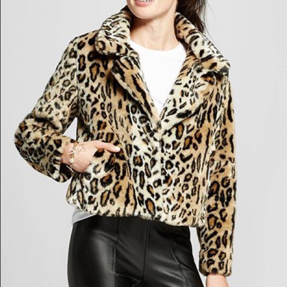 Who What Wear Faux Fur Leopard Coat